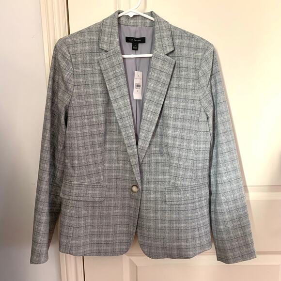 Ann Taylor One Button Blazer Suit Jacket in Glen Plaid - Picture 2 of 7